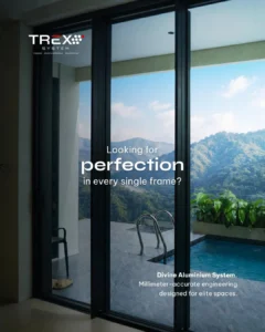 rumah pesisir dengan sliding door aluminium kaca besar close-up finishing anodize aluminium premium sistem drainase frame aluminium sliding door perbandingan aluminium korosi vs aluminium premium pesisir